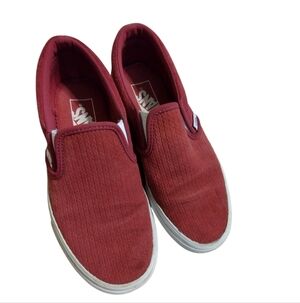 Vans Classic Burgundy Red Textured Embossed Weave Slip-On Shoes Suede Unisex W6